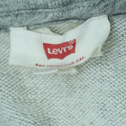 Levi's Men Grey Pullover Hoodie Medium Fleece Logo Sweatshirt