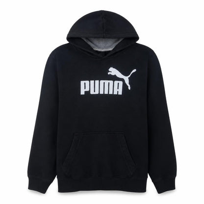 Puma Men Black Pullover Hoodie L Fleece Logo Sportswear