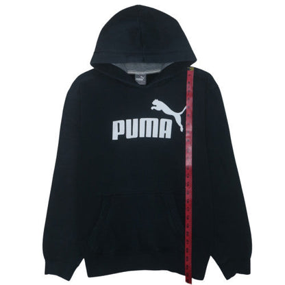 Puma Men Black Pullover Hoodie L Fleece Logo Sportswear