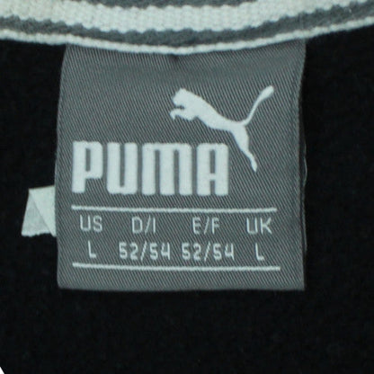 Puma Men Black Pullover Hoodie L Fleece Logo Sportswear
