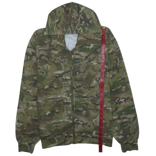 Kombat UK Men's Green Camouflage Full Zip Hooded Sweatshirt L