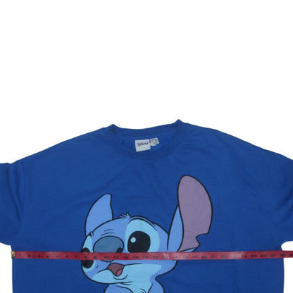 Disney Stitch Blue Pullover Sweatshirt Women 2XL Graphic Print Crew Neck