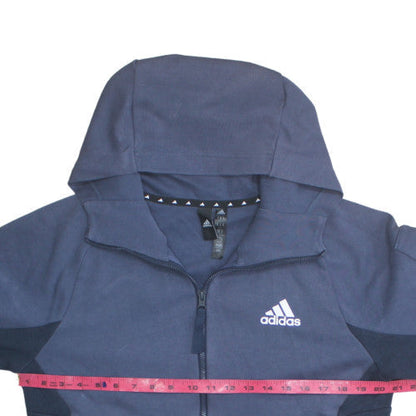 Adidas Men's Blue Full Zip Hoodie Size L Hooded Fleece Sweatshirt