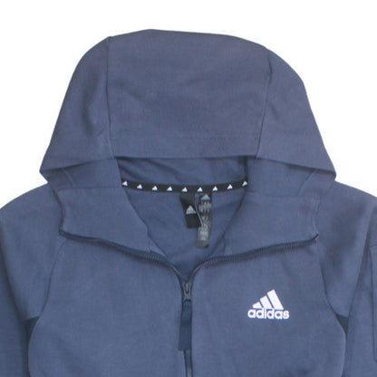 Adidas Men's Blue Full Zip Hoodie Size L Hooded Fleece Sweatshirt
