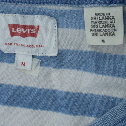 Levi's Men's Blue Striped Crew Neck Cotton T-Shirt Size M
