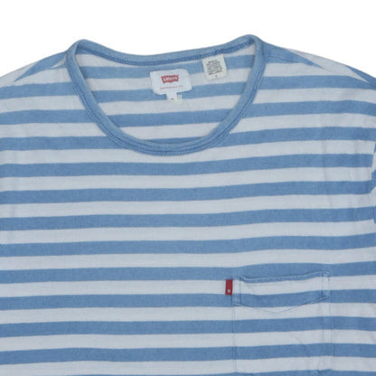 Levi's Men's Blue Striped Crew Neck Cotton T-Shirt Size M
