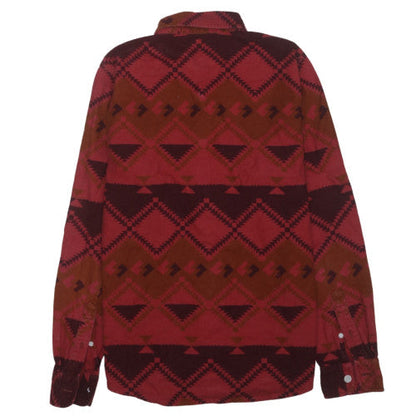 Carhartt Men's Red Aztec Geometric Cotton Long Sleeve Button-Up Shirt Size S