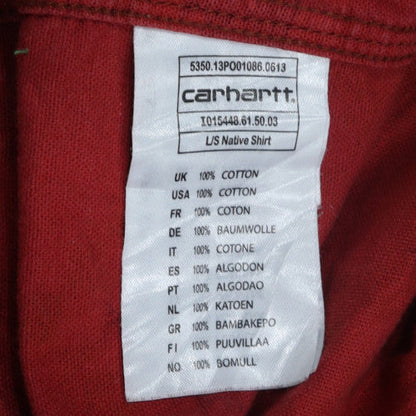 Carhartt Men's Red Aztec Geometric Cotton Long Sleeve Button-Up Shirt Size S