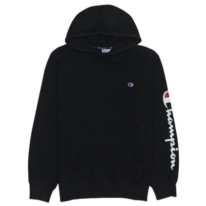 Champion Men's Black Pullover Hoodie L Logo Hooded Sweatshirt
