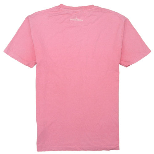 Stone Island Men’s Pink Logo Regular Fit Cotton T-Shirt M