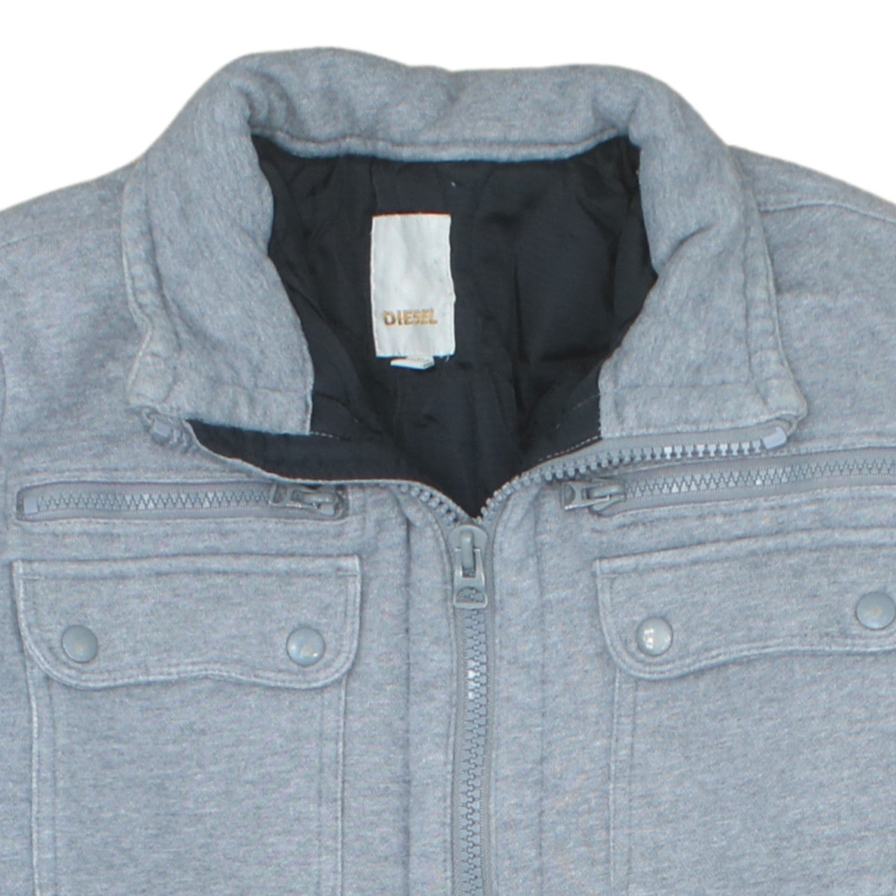 Diesel Men's Grey L Bomber Jacket Cotton Blend Full Zip