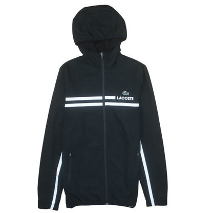 Lacoste Men's Black Windbreaker Jacket M Hooded Sport Zip Up