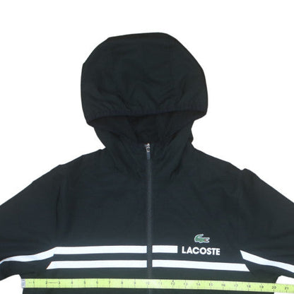 Lacoste Men's Black Windbreaker Jacket M Hooded Sport Zip Up