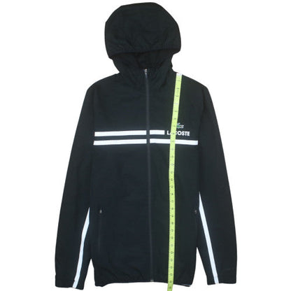 Lacoste Men's Black Windbreaker Jacket M Hooded Sport Zip Up