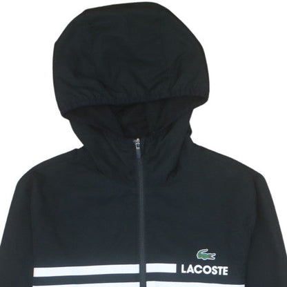 Lacoste Men's Black Windbreaker Jacket M Hooded Sport Zip Up