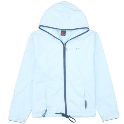 Nike Women's Blue Windbreaker Jacket L (14) Hooded Lightweight
