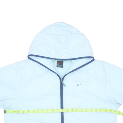 Nike Women's Blue Windbreaker Jacket L (14) Hooded Lightweight