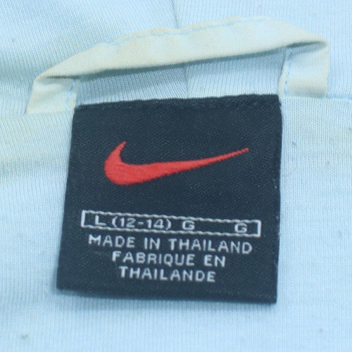 Nike Women's Blue Windbreaker Jacket L (14) Hooded Lightweight