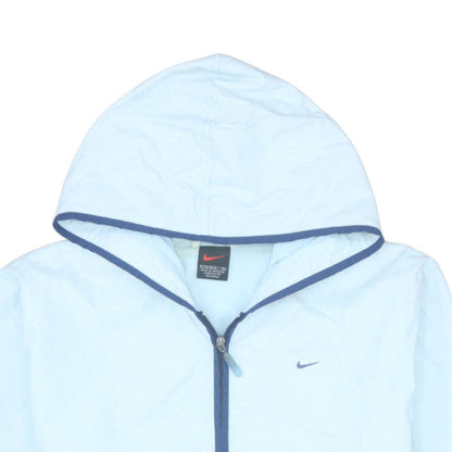 Nike Women's Blue Windbreaker Jacket L (14) Hooded Lightweight