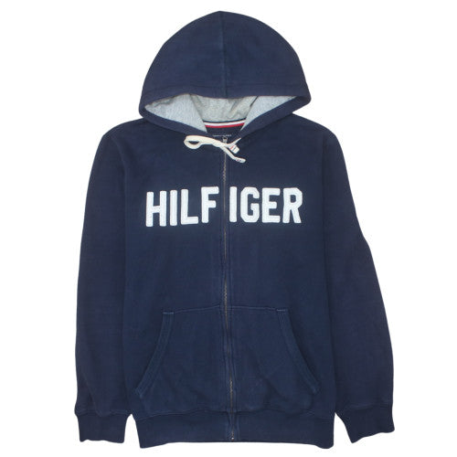 Tommy Hilfiger Men’s Blue Full Zip Hoodie L Logo Fleece Sweatshirt