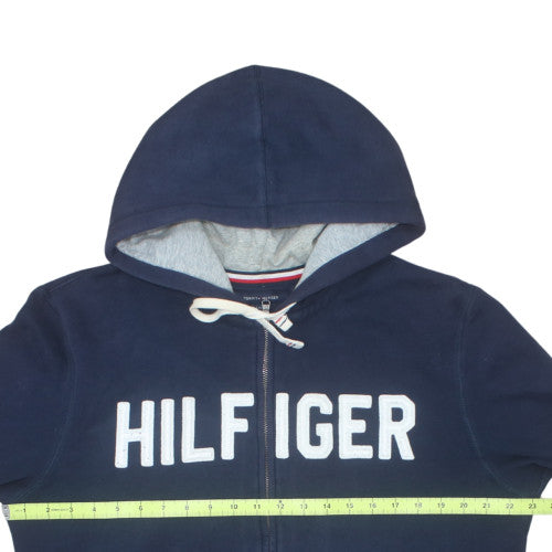 Tommy Hilfiger Men’s Blue Full Zip Hoodie L Logo Fleece Sweatshirt