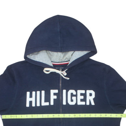Tommy Hilfiger Men’s Blue Full Zip Hoodie L Logo Fleece Sweatshirt