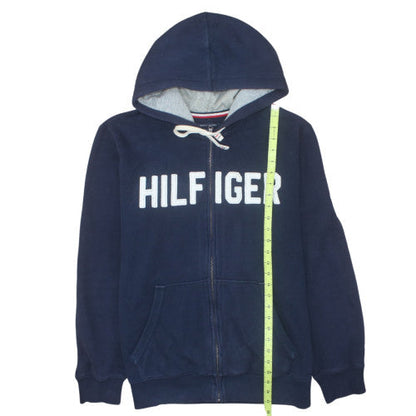 Tommy Hilfiger Men’s Blue Full Zip Hoodie L Logo Fleece Sweatshirt