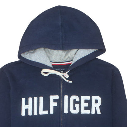 Tommy Hilfiger Men’s Blue Full Zip Hoodie L Logo Fleece Sweatshirt
