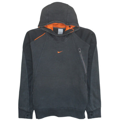 Nike Men's Black Hoodie Orange Lined Pullover Size M Fleece Sportswear