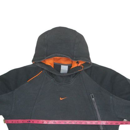 Nike Men's Black Hoodie Orange Lined Pullover Size M Fleece Sportswear