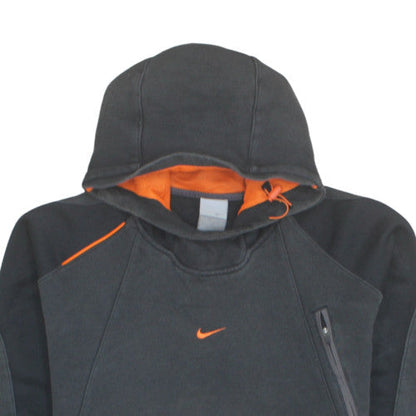 Nike Men's Black Hoodie Orange Lined Pullover Size M Fleece Sportswear
