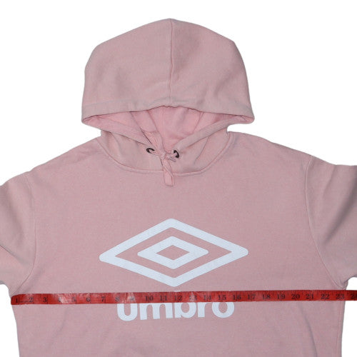 Umbro Women's Pink Pullover Hoodie L Logo Print Casual Sweatshirt