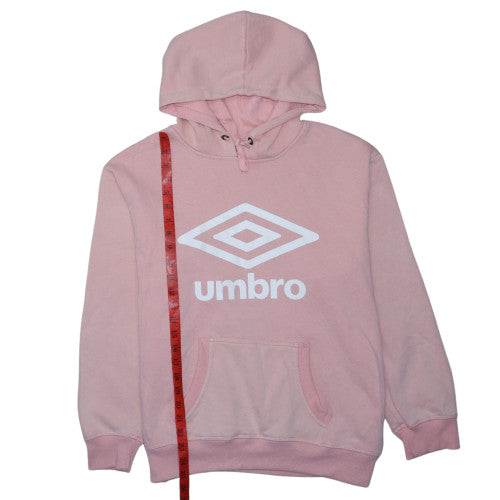 Umbro Women's Pink Pullover Hoodie L Logo Print Casual Sweatshirt