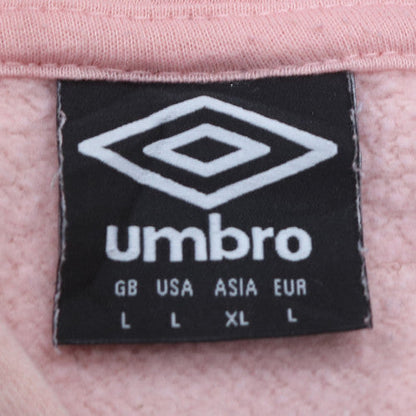 Umbro Women's Pink Pullover Hoodie L Logo Print Casual Sweatshirt