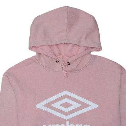 Umbro Women's Pink Pullover Hoodie L Logo Print Casual Sweatshirt