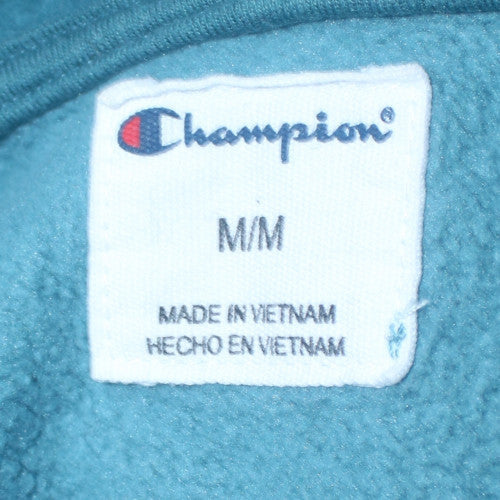 Champion Womens Teal Pullover Hoodie M Cotton Blend Logo Sweatshirt