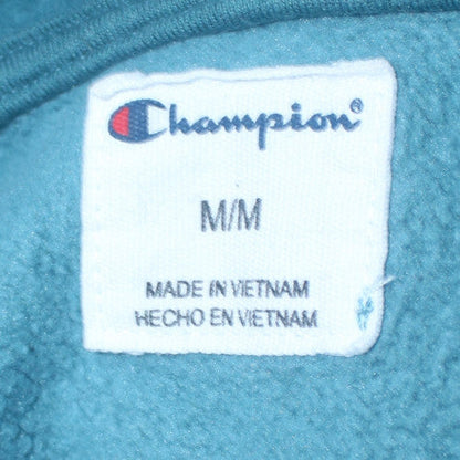Champion Womens Teal Pullover Hoodie M Cotton Blend Logo Sweatshirt