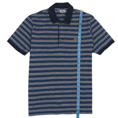 Lacoste Men Blue Striped Regular Fit Cotton Polo Shirt Size L
