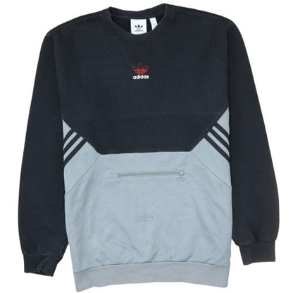 Adidas Men's Black Grey Pullover Sweatshirt Size M Crew Neck Logo