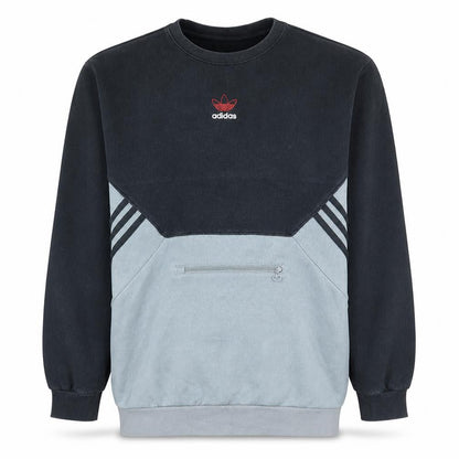 Adidas Men's Black Grey Pullover Sweatshirt Size M Crew Neck Logo