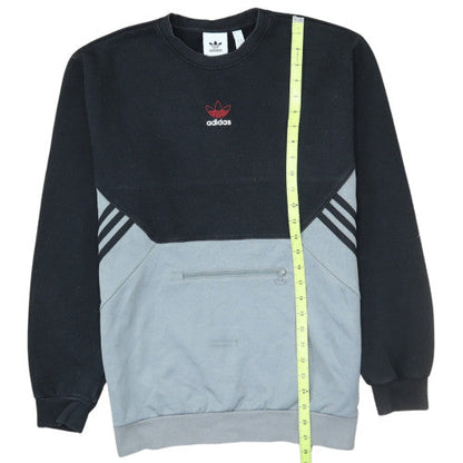 Adidas Men's Black Grey Pullover Sweatshirt Size M Crew Neck Logo