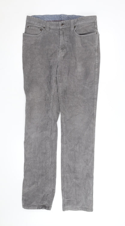 L.L.Bean Men's Grey Corduroy Chino Trousers 32W 34L Regular Fit