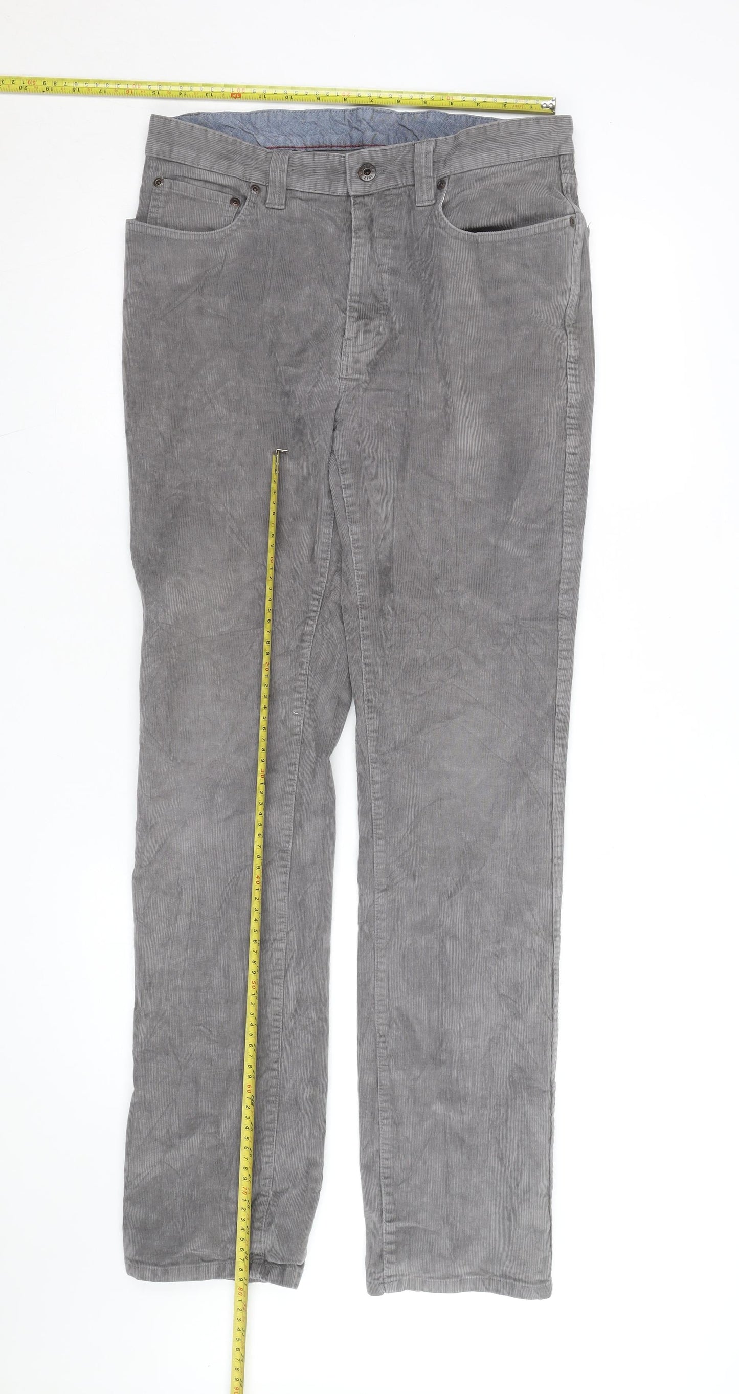 L.L.Bean Men's Grey Corduroy Chino Trousers 32W 34L Regular Fit