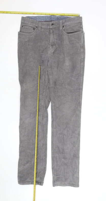 L.L.Bean Men's Grey Corduroy Chino Trousers 32W 34L Regular Fit