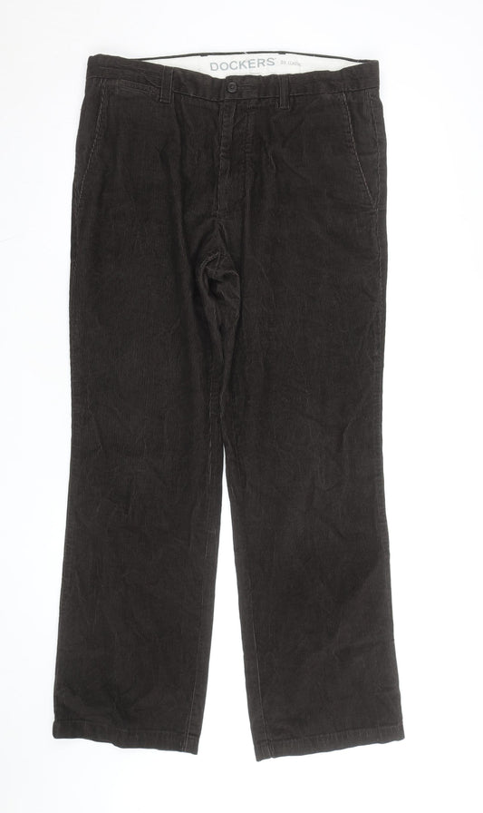 Dockers Men's Brown Corduroy Classic Fit Chino Trousers 34x32