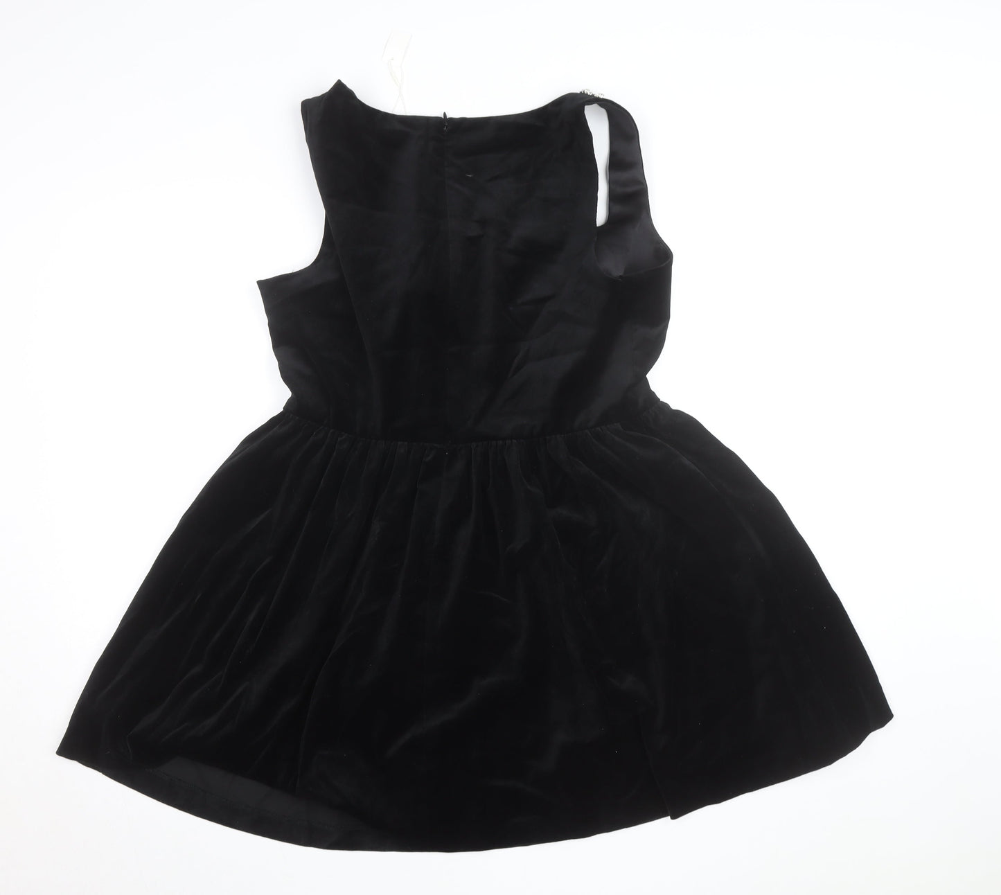 Marks and Spencer Women's Black Velvet Fit & Flare Beaded Dress Size 16