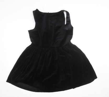 Marks and Spencer Women's Black Velvet Fit & Flare Beaded Dress Size 16