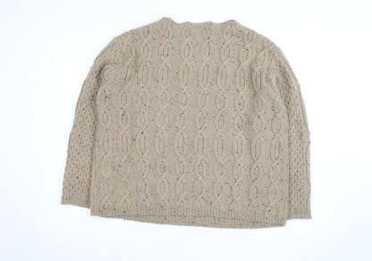 White Stuff Women Beige Cable-Knit Cotton Wool Jumper M