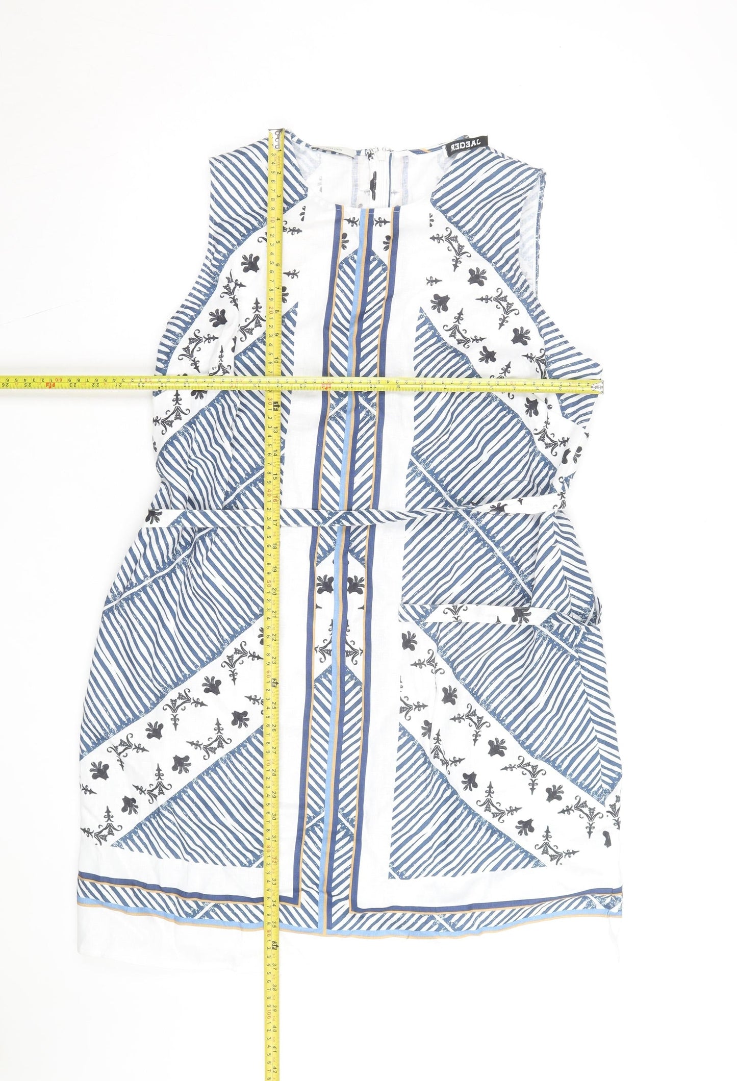 Jaeger Women’s Blue Linen Belted Shift Dress Size 18