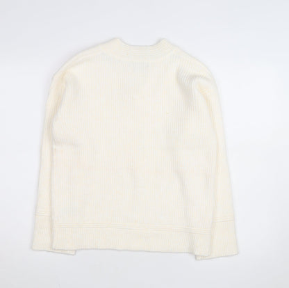 Marks and Spencer Women Ivory V-Neck Knit Pullover Jumper Size S